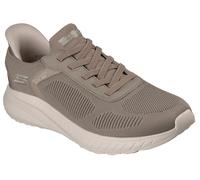 Slip-On Sneaker SKECHERS "BOBS SQUAD CHAOS-SOLID STEP", Herren, Gr. 45, dunkeltaupe, Textil, Schuhe, Schlupfschuh, Slipper, Sneaker zum Schlupfen (18579669-45) dunkeltaupe