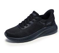 Slip-On Sneaker SKECHERS "BOBS SQUAD CHAOS-SOLID STEP", Herren, Gr. 45, schwarz unifarben, Textil, unifarben, Schuhe Slip-On Sneaker, Schlupfschuh, Slipper, Sneaker zum Schlupfen, Topseller (36821647-