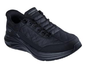 Slip-On Sneaker SKECHERS "CONTOUR FOAM", Herren, Gr. 43, schwarz, Lederimitat, Textil, Schuhe, Slipper, Schnürschuh in veganer Verarbeitung, Cozy Fit™-Komfort (51250612-43) schwarz