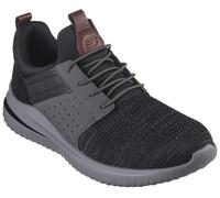 Slip-On Sneaker SKECHERS "DELSON 3.0-CICADA", Herren, Gr. 44, schwarz (schwarz, grau), Lederimitat, Mesh, Schuhe, Slipper, Freizeitschuh mit Gummizug zum Schlupfen (48143941-44) schwarz, grau