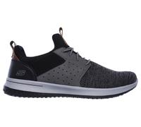 Slip-On Sneaker SKECHERS "Delson-Camben", Herren, Gr. 45, schwarz (schwarz grau), Lederimitat, Textil, Schuhe Slip-On Sneaker, Slipper, Freizeitschuh mit praktischem Gummizug, Topseller (92706221-45)