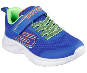 Slip-On Sneaker SKECHERS "DYNAMATIC", Mädchen, Gr. 32, blau, Textil, kontrastfarbene Details, Schuhe, Freizeitsneaker, Schlupfschuh, mit Gummizug und Klettriemchen (18489241-32) blau