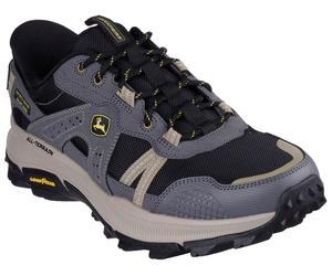 Slip-On Sneaker SKECHERS "EQUALIZER 5.0 TRAIL JOHN DEERE-HARVESTER", Herren, Gr. 41, grau, schwarz, Leder, Mesh, Schuhe Slip-On Sneaker, Schnürschuh mit John Deere Collaboration (77821725-41)