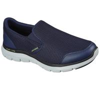 Slip-On Sneaker SKECHERS "FLEX ADVANTAGE 4.0", Herren, Gr. 41, blau (navy), Synthetik, Textil, Schuhe Modernsneaker Sneaker low, Slipper, Schhlupfschuh, Komfortschuh mit Air Cooled Memory Foam (422211