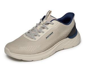 Slip-On Sneaker SKECHERS "GARNER", Herren, Gr. 48,5, taupe, Textil, Schuhe, Slipper, Schnürschuh mit Relaxed Fit (12887616-48,5) taupe