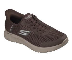 Slip-On Sneaker SKECHERS "GO WALK FLEX-HANDS UP", Herren, Gr. 49, braun (dunkelbraun), Textil, Schuhe, Schlupfschuh, Halbschuh, Freizeitschuh, mit Gummizug, Slip ins (65397949-49) dunkelbraun
