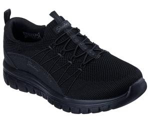Slip-On Sneaker SKECHERS "GRACEFUL-PICTURE PERFECT", Damen, Gr. 36, schwarz (schwarz, uni), Lederimitat, Textil, Schuhe, Freizeitschuh, Slipper in veganer Verarbeitung (13419104-36) schwarz, uni