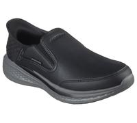 Slip-On Sneaker SKECHERS "SLADE-", Herren, Gr. 41, schwarz, Leder, Textil, Schuhe, Slipper, Freizeitschuh, Halbschuh mit Goga Mat Funktion (18781502-41) schwarz