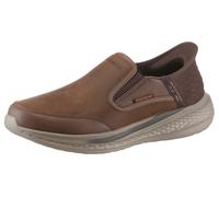 Skechers Herren Slip-On Sneaker SLADE- Goga Mat Funktion Leder/Textil Dunkelbraun Gr. 48,5