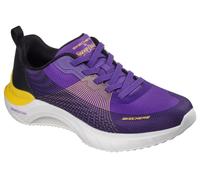 Slip-On Sneaker SKECHERS "SNOOP ACE-CYBER WALKER", Herren, Gr. 43, lila, gelb, Lederimitat, Textil, kontrastfarbene Details, Schuhe Slip-On Sneaker, Schnürschuh, Sportschuh, Snoop Sneaker zum Schlupfe