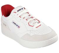 Slip-On Sneaker SKECHERS "SPORT COURT 2.0-KONOR", Herren, Gr. 47,5, weiß (weiß, rot), Leder, Veloursleder, kontrastfarbene Details, sportlich, Schuhe, im wertigem Leder-Mix (38987764-47,5) weiß, rot