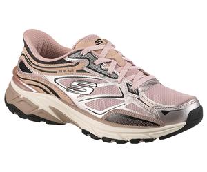 Slip-On Sneaker SKECHERS "STAMINA SPORT", Damen, Gr. 40, Textil, rosa, Lederimitat, Mesh, metallic, Schuhe, Retro Sneaker, Schnürschuh mit Metallic-Besätzen (20997157-40) rosa