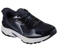 Slip-On Sneaker SKECHERS "STAMINA SPORT", Damen, Gr. 41, schwarz, Lederimitat, Mesh, Veloursleder, Schuhe, Retro Sneaker, Schnürschuh mit Metallic-Besätzen (76117811-41) schwarz