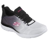 Slip-On Sneaker SKECHERS "SUMMITS BRIGHT CHARMER", Damen, Gr. 41, schwarz-weiß (schwarz, weiß), Textil, Schuhe, Schlupfschuh, Slipper, Freizeitschuh mit schönem Farbverlauf (34771700-41) schwarz, weiß
