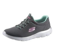 Slip-On Sneaker SKECHERS "SUMMITS", Damen, Gr. 39, bunt (anthrazit, mint), Textil, Schuhe, Freizeitschuh, Komfortschuh mit stoßdämpfender Zwischensohle (99692754-39) anthrazit, mint