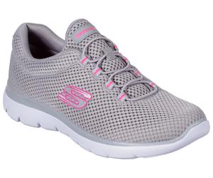 Slip-On Sneaker SKECHERS "SUMMITS", Damen, Gr. 39, grau (grau, pink), Textil, Schuhe Sneaker, Freizeitschuh, Halbschuh, Schlupfschuh mit komfortabler Innensohle (22720453-39) grau, pink