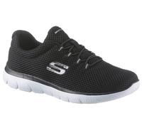 Slip-On Sneaker SKECHERS "Summits", Damen, Gr. 41, Textil, schwarz, Synthetik, Textil, Schuhe, Slipper, Freizeitschuh, Komfortschuh mit gepolstertem Schaftrand (15809137-41) schwarz
