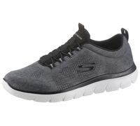 Slip-On Sneaker SKECHERS "SUMMITS", Herren, Gr. 39, schwarz-weiß (schwarz, weiß), Textil, Schuhe, Freizeitschuh, Slipper, Komfortschuh mit elastischer Bungee-Schnürung (76471447-39) schwarz, weiß