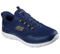 Slip-On Sneaker SKECHERS "SUMMITS", Herren, Gr. 41, blau (navy, gelb), Textil, Schuhe, Freizeitschuh, Schnürschuh mit Memory Foam (54887430-41) navy, gelb