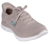 Slip-On Sneaker SKECHERS "SUMMITS-NEW DAILY", Damen, Gr. 43, grau (taupe), Textil, Schuhe, Slipper, Freizeitschuh in veganer Verarbeitung (91591536-43) taupe