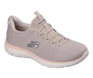 Slip-On Sneaker SKECHERS "SUMMITS-SUMMER BLUSH", Damen, Gr. 37, taupe, Textil, Schuhe Slip-On Sneaker, Arbeitsschuh, Freizeitschuh, Slipper mit Memory Foam, Topseller (35303119-37)