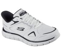 Slip-On Sneaker SKECHERS "TRACK", Herren, Gr. 48,5, Textil, schwarz-weiß (weiß, schwarz), Leder, Textil, Schuhe, Freizeitschuh, Schnürschuh mit Memory Foam (63141125-48,5) weiß, schwarz