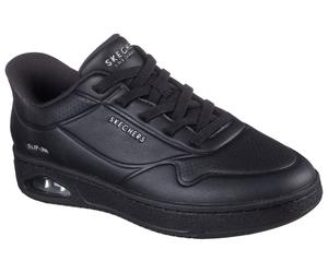 Slip-On Sneaker SKECHERS "UNO CTL", Damen, Gr. 40, schwarz, Lederimitat, Mesh, unifarben, Schuhe, Freizeitschuh, Schnürschuh mit elastischen Schnürsenkeln (18377743-40) schwarz