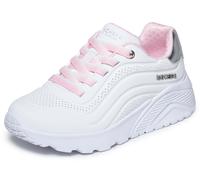 Sneaker SKECHERS "UNO LITE", Mädchen, Gr. 33, rosa (weiß), Lederimitat, Schuhe Sneaker, Schnürschuh, Halbschuh, Keilabsatz, Grössenschablone zum Download (51245423-33) weiß