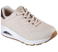 Skechers Damen UNO Shimmer Away Wedge Slip-on Fashion Sneakers Sneaker, Natural Durabuck, Rose Gold Duraleather/Mesh, 35 EU