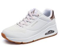 Slip-On Sneaker SKECHERS "UNO SHIMMER AWAY", Damen, Gr. 35, weiß, Lederimitat, Schuhe Slip-On Sneaker, Slipper, Freizeitschuh, Plateausneaker mit modischem Keilabsatz, Topseller (21502161-35)