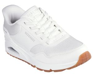 Slip-On Sneaker SKECHERS "UNO-SIMPLIFIED SLIP-IN", Damen, Gr. 41, weiß, Lederimitat, Textil, Schuhe Sneaker, Keilsneaker, Slipper mit integrierter Slip-Ins Technologie (38980167-41) weiß