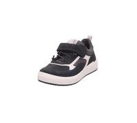 Slip-On Sneaker SUPERFIT "MAVERICK WMS: weit", Jungen, Gr. 28, dunkelgrau, weiß, Nappaleder, Polyester, Veloursleder, unifarben mit Farbeinsatz, Schuhe Slip-On Sneaker, Klettschuh, mit herausnehmbarer