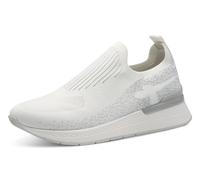Slip-On Sneaker TAMARIS, Damen, Gr. 39, silber (weiß, silberfarben), Textil, Schuhe Slip-On Sneaker, Keilsneaker, Slipper, Freizeitschuh, Halbschuh mit T-Logoschriftzug (36676251-39)