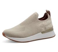 Slip-On Sneaker TAMARIS, Damen, Gr. 40, beige (creme metallic), Textil, Schuhe, Keilsneaker, Slipper, Freizeitschuh, Halbschuh mit T-Logoschriftzug (88042306-40) creme metallic