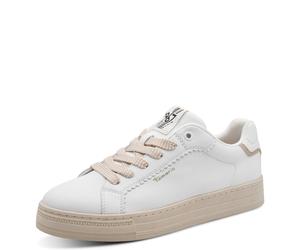 Slip-On Sneaker TAMARIS, Damen, Gr. 40, weiß, Leder, Lederimitat, Textil, clean, unifarben, Basic, Schuhe, Freizeitschuh, Halbschuh mit Wellenkante und Logoschriftzug (95558247-40) weiß