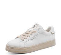 Slip-On Sneaker TAMARIS, Damen, Gr. 41, weiß, Leder, Lederimitat, Textil, clean, unifarben, Basic, Schuhe, Freizeitschuh, Halbschuh mit Wellenkante und Logoschriftzug (95558247-41) weiß
