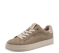 Slip-On Sneaker TAMARIS, Damen, Gr. 42, beige (taupe), Lederimitat, Nubukleder, Textil, kontrastfarbene Details, Basic, Schuhe, Freizeitschuh, Halbschuh mit Wellenkante und Logoschriftzug (62721714-42