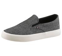 Slip-On Sneaker TOMMY HILFIGER "TH HI VULC LOW SLIP ON CH", Herren, Gr. 44, grau (anthrazit), Textil, meliert, Schuhe, Freizeitschuh, Schlupfschuh, Halbschuh mit seitlichen Gummizügen (25077101-44) an