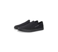 Slip-On Sneaker TOMMY HILFIGER "VULC CORE SLIP ON", Herren, Gr. 44, schwarz, Baumwolle, unifarben, Schuhe, Freizeitschuh, Halbschuh, Slipper mit seitlichem Logoschriftzug (71819702-44) schwarz