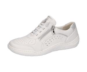 Slip-On Sneaker WALDLÄUFER "K-MILENA", Damen, Gr. 4 (37), silber (weiß, silberfarben), Nappaleder, Nubukleder, kontrastfarbene Details, Schuhe Slip-On Sneaker, Bequemschuh, Komfortschuh in extrabreite