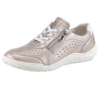 Slip-On Sneaker WALDLÄUFER "K-MILENA", Damen, Gr. 9 (43), gold (bronzefarben, weiß), Nappaleder, metallic, Schuhe Slip-On Sneaker, Komfortschuh, Bequemschuh in extrabreiter Weite K (48003416-9)