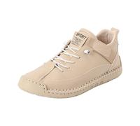 Slip on Sneakers Damen Atmungsaktiv Sommer Slip in Barfuss Schuhe Breite Füße Orthopädische Flache Sommerschuhe Damen Elegant Turnschuhe Leichte Bequem Freizeitschuhe (Beige, 38)