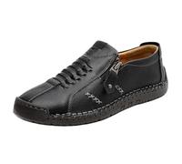 Slip on Sneakers Damen Atmungsaktiv Sommer Slip in Barfuss Schuhe Breite Füße Orthopädische Sommerschuhe Damen mit Zipper Elegant Halbschuhe Leichte Bequem Freizeitschuhe (Black, 42)