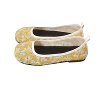 Slip on Sneakers Damen Bestickt Mesh Sommer Slip in Barfuss Schuhe Breite Füße Leichte Bequem Halbschuhe Flache Orthopädische Sommerschuhe Damen Elegant Freizeitschuhe (Yellow, 41)