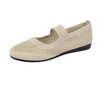 Slip on Sneakers Damen Mesh Sommer Slip in Barfuss Schuhe Breite Füße Atmungsaktiv Orthopädische Sommerschuhe Damen mit Riemen Elegant Halbschuhe Bequem Freizeitschuhe (Beige, 37)