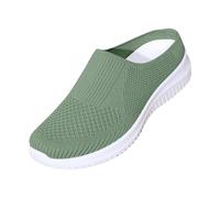 Slip on Sneakers Damen Mesh Sommer Slip in Barfuss Schuhe Breite Füße Bequem Elegant Halbschuhe Orthopädische Sommerschuhe Damen Atmungsaktiv Leichte Freizeitschuhe (Green, 36)