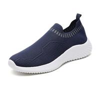 Slip On Sneakers Damen Nurse Schuhe Walkingschuhe Outdoor Turnschuhe Sportschuhe Gym Bequem Leichte Schuhe Atmungsaktiv Freizeitschuhe Memory Foam Fitness Sporthalle (Dark Blue, 38)
