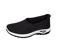 Slip on Sneakers Damen Strick Mesh Sommer Slip in Barfuss Schuhe Breite Füße Orthopädische Sommerschuhe Damen Atmungsaktiv Elegant Bequem Turnschuhe Leichte Halbschuhe (Black, 40)