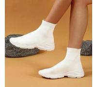 Slip-On weiße Lässig Linienmuster lässig sitzende Socken Schuhe, praktisch, leicht, atmungsaktiv niedrige Mode Sneakers für Frauen, geeignet für Feier
