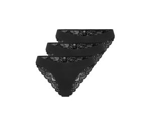 Slip ONLY "Slip ONLCHLOE LACE BRAZIL 3er Pack", Damen, Gr. XS, schwarz, Obermaterial: 90% Polyamid PA. 10% Elasthan EL., Unterhosen Slip (66555325-XS) schwarz